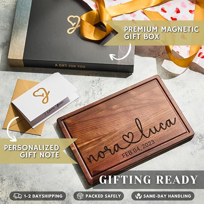 Personalized Cutting Board Wedding Gift, Customized Bridal Shower Gifts, Wedding Shower Gifts, Engraved Gifts for Couples 2026, Custom Anniversary Wooden Gifts