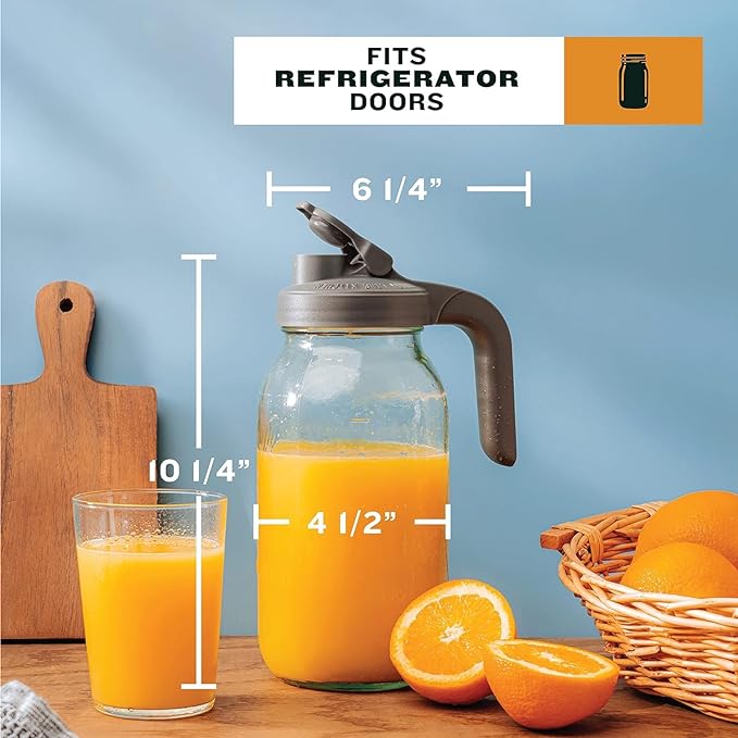 County Line Kitchen Glass Mason Jar Pitcher with Lid - Wide Mouth, 2 Quart (64 oz) - Heavy Duty, Leak Proof - Sun & Iced Tea Pitcher, Cold Brew Coffee, Breast Milk Storage, Water - Lavender