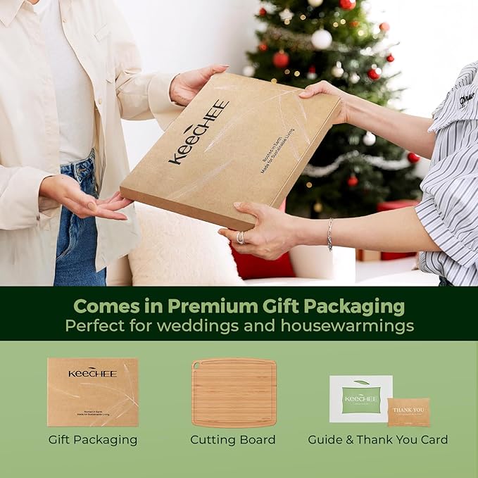 Dishwasher Safe Bamboo Cutting Board, Lightweight & Durable Wood Cutting Board, Reversible with Juice Groove, Easy to Store & Clean, Ideal Kitchen Gift for Home Cooks