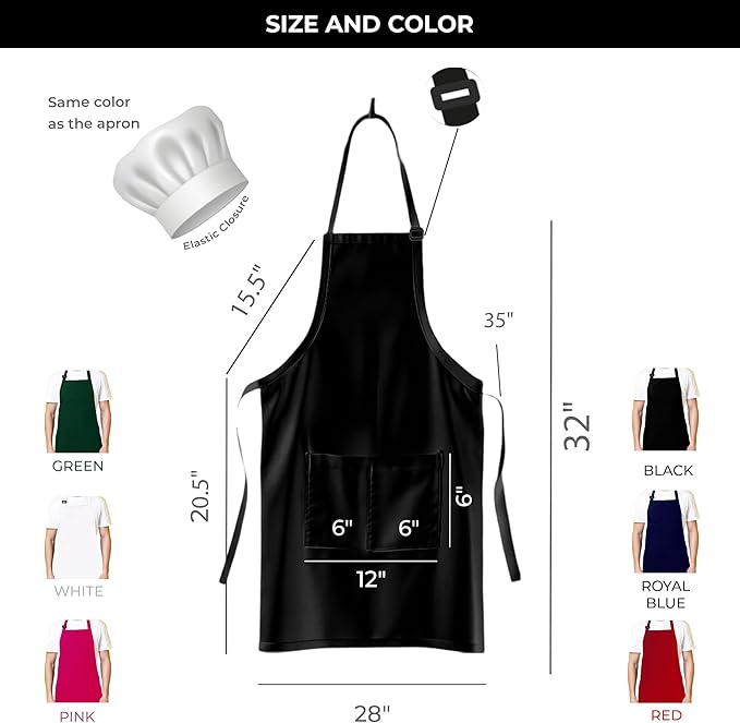 Chef Apron with Custom Name, Personalized Apron with Pockets, Adjustable Neck, Unique Gift for Men, Women, Dad or Mom