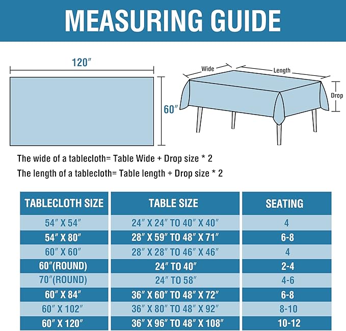 H.VERSAILTEX Linen Textured Tablecloth 60 x 120 Waterproof Decorative Table Cloth Spill-Proof Linen Look Cover for Party Table Extra Soft and Thick Fabric Wrinkle Free, Heather Aqua