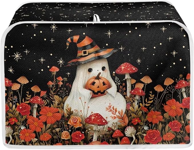 Doojoayie Cute Ghost Toaster Covers for Kitchen Halloween Decor Toaster Appliance 4 Slice Dust-proof Cover Small Appliance and Fingerprint Protection