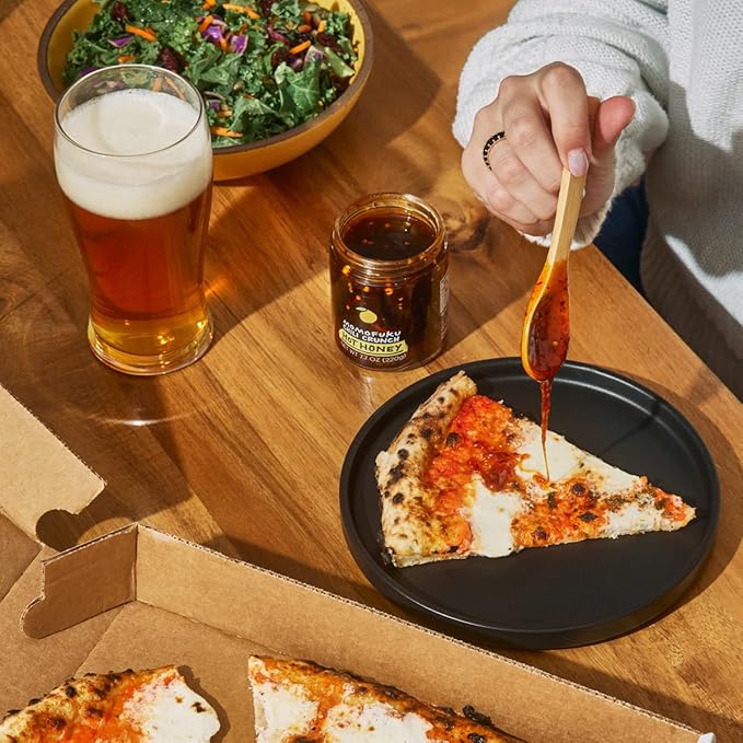 Momofuku Hot Honey Chili Crunch by David Chang 7.7 oz, Oil with Premium Wildflower Honey, Garlic and Shallots, Chili Crisp for Cooking, as Sauce or Topping