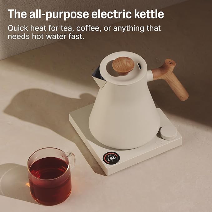 Fellow Corvo EKG Pro Electric Tea Kettle - Electric Tea Pot - Quick Heating Electric Kettles for Boiling Water - Temperature Control & Built-In Brew Timer - Woodland with Walnut Accents - 0.9 Liter