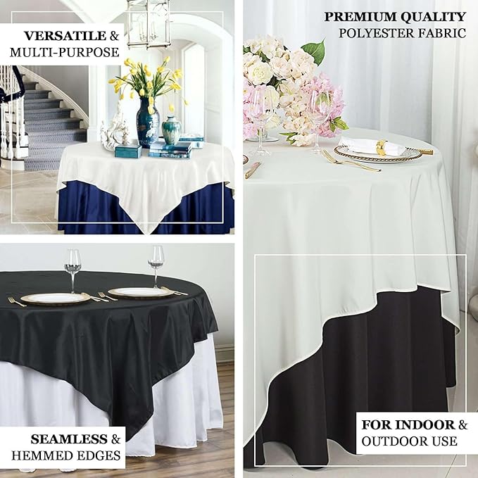 Efavormart 90" Ivory Wholesale Linens Polyester Square Linen Tablecloth for Kitchen Dining Catering Wedding Birthday Party Events