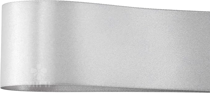 MEEDEE Silver Satin Ribbon 2 Inch Silver Ribbon Lux Double Faced Ribbons by 25 Yards Silk Satin Ribbons for Gift Wrapping, DIY Crafts, Weddings, Flower Bouquet, Holiday Decorating