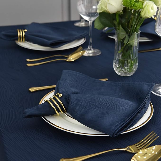 maxmill Jacquard Cloth Napkins 20 x 20 Inch Swirl Pattern Soft Comfortable and Luxury Serviette for Restaurant Family Dinners Weddings Parties and Banquets Set of 4 Navy Blue