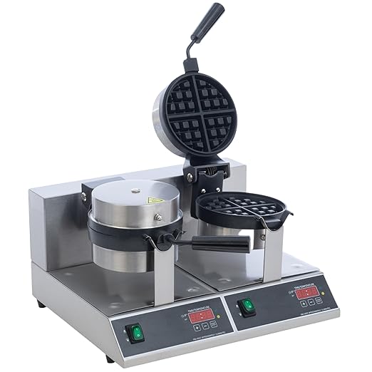 FSE BWM-7/R-2 Double Classic Belgian Waffle Maker with Cast Aluminum Grids, 2000W