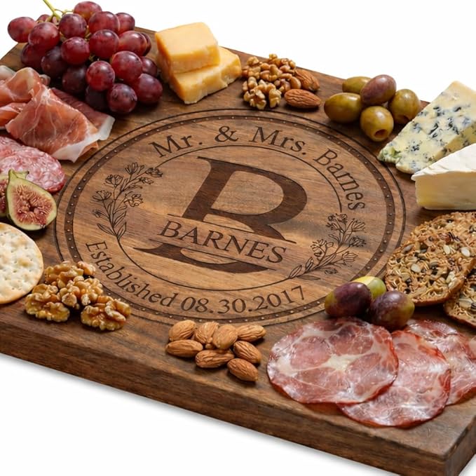 Personalized Engagement Gifts or Wedding Gifts for Couples - Custom Cutting Board Gifts for Anniversary, Unique Holiday Gift, Familiy Gift, Premium Handmade Wood Gift, or Newlywed Gift