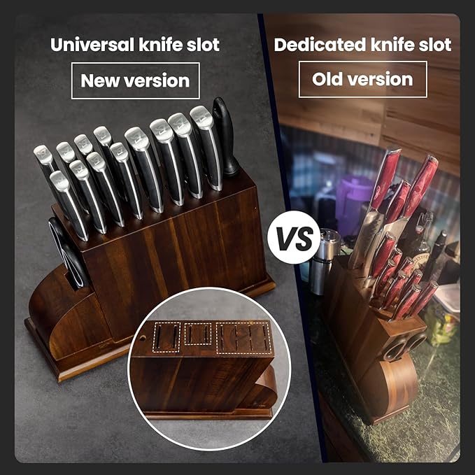 15 PC Magnetic Knife Sets for Kitchen with Block, Kitchen Knife Set Made of German High Carbon Stainless Steel Damascus Pattern as Gift for Couple, Wedding, Women or Mom with Gift Box