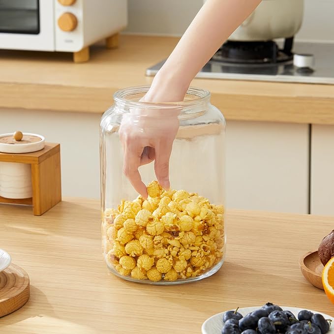 Glass Jars with Airtight Lid Set of 4, Food Jars 34 oz, Pickle Jars, Canning Jars, Glass Containers, Suitable for Kitchen, Pickles, Flour, Grains, Pasta, Sugar, Herbs, Coffee
