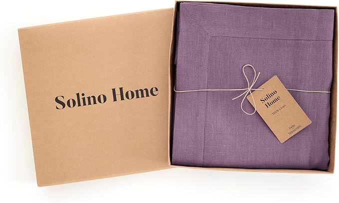 Solino Home Linen Tablecloth 60 x 90 Inch - 100% Pure Linen Mulberry Table Cloth for Rectangle Tables - Fete, Machine Washable Tablecloth for Valentines, Spring, Easter