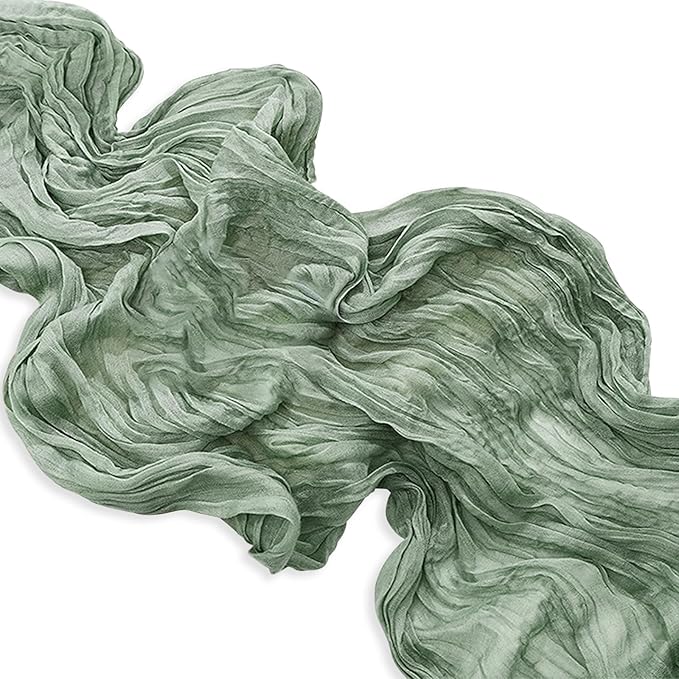10 Pack Sage Green Cheesecloth Table Runner 35x120 Inch 10Ft Rustic Gauze Cheese Cloth Table Runner Sheer Cheesecloth Table Runners for Wedding Party Bridal Shower Decoration