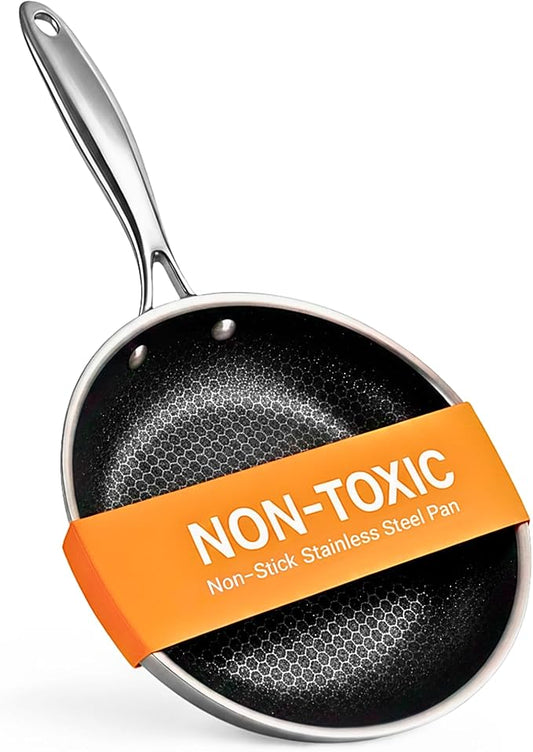 Ziruma Non-Toxic Frying Pan, Non Stick 9.5" Fully Clad for Fast & Even Heat, PFOA-Free, Premium 304 Stainless Steel Handle, Induction Compatible, Oven Safe to 500°F