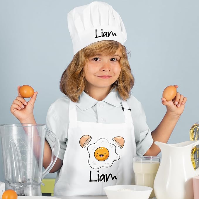 Custom Kids Apron, Personalized Kids Cooking Apron and Chef Hat Set, Kid Play, Painting Apron, Boys Cooking Apron, Little Girls Aprons, Chef Apron and Hat for Child, Different Design and Color Option