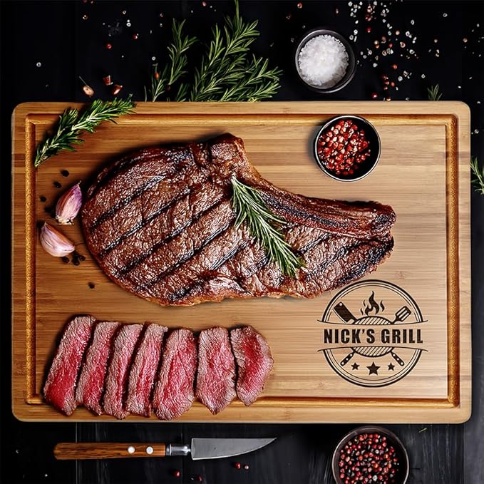 Grill Cutting Board, Personalized Grilling Gifts for Men, Custom Wood Bamboo Gifts, BBQ Gifts, Housewarming Gifts for New Home
