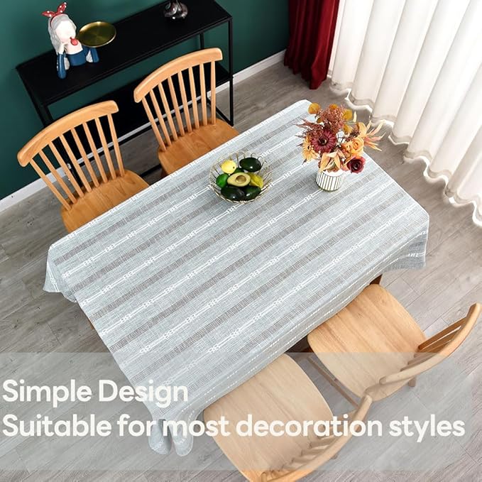 Heavy Duty Cotton Table Cloth for Square Table Gray Farmhouse Vintage Tablecloth Washable Rustic Table Cover (Gray, Rectangle, 52''x52'', 4 Seats)