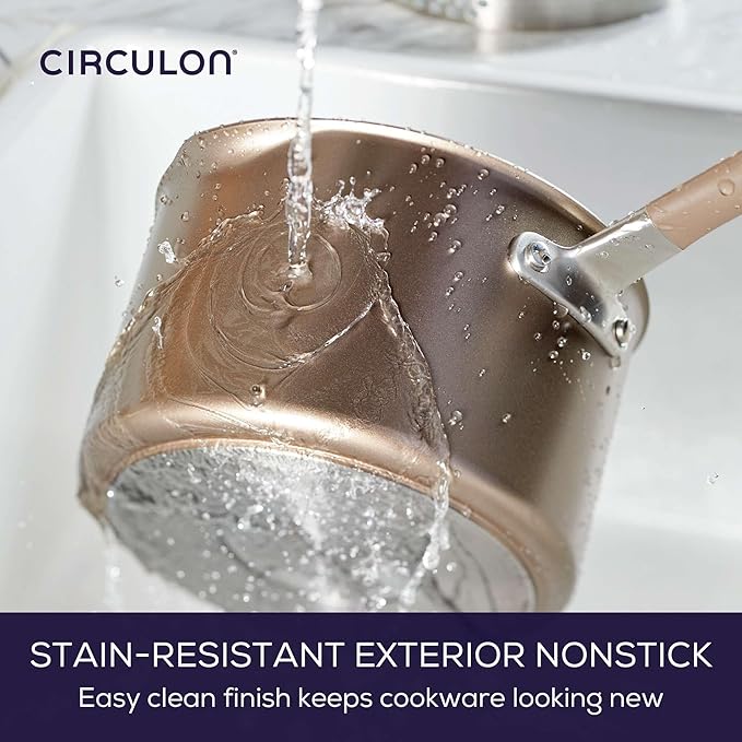 Circulon Premier Professional Hard Anodized Nonstick Cookware Induction Pots and Pans Set, 10 Piece, Bronze