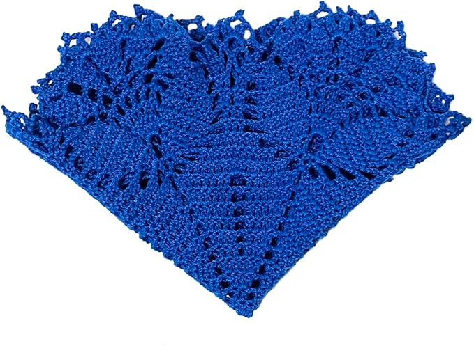 BIBITIME Tulip Flower Doilies Lace Doilies Kitchen Table Doily Mats Tablecloth Handmade Crochet Placemats Vase Dish Plate Mat (1 PC- 15 inches- 16 inches, Blue)