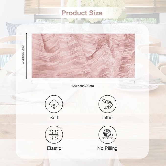 6 Pack Blush Pink Cheesecloth Table Runner 35x120 Inch 10Ft Rustic Gauze Cheese Cloth Table Runner Sheer Cheesecloth Table Runners for Wedding Party Bridal Shower Decoration