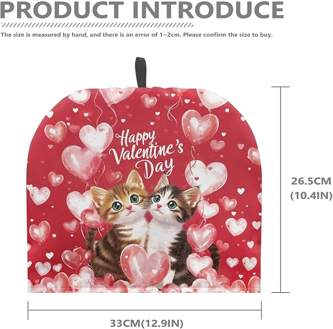 Red Tea Cozy for Teapot Tea Insulated for Valentines Day Cat Tea Kettle Cover for Keeping Warm Love Heart Teapot Dust Protector for Kitchen Accessory