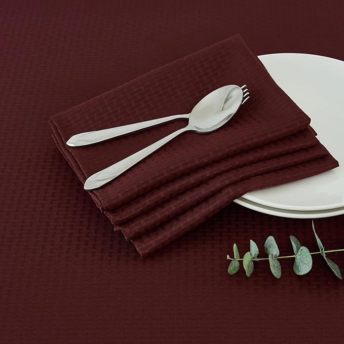 maxmill Cloth Napkins Weaved Texture Pattern Soft Comfortable and Luxury Serviette for Restaurant Family Dinners Weddings Parties and Banquets Set of 4 Pieces, 20 x 20 Inch Burgundy