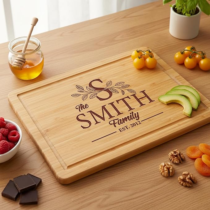 Personalized Cutting Board – Custom Engraved Wood Cutting Board for Couples, Wedding, Anniversary, Christmas, Housewarming, Valentine Day Gifts – Meaningful Gift for Mom, Dad, Parents & Grandpa