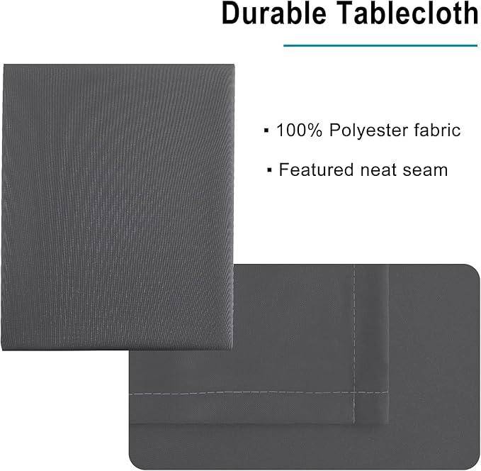 Hiasan Rectangle Tablecloth Grey - Wrinkle Resistant and Waterproof Washable Polyester Fabric Table Cloth for Dining Party and Outdoor Use, 54 x 80 Inch