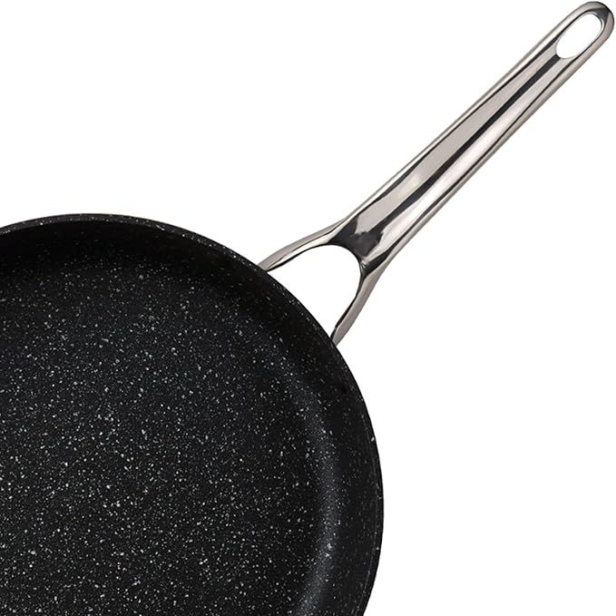 Starfrit The Rock Classic 10" (26cm) Non-Stick Deep Fry Pan - Durable Forged Aluminum - Oven Safe - PFOA Free - Easy to Clean