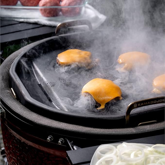 Kamado Joe Karbon Steel Pre-Seasoned Carbon Steel Non-Stick Flat-Top Griddle with Stainless Steel Handles for Big Joe 24-inch Charcoal Grill and Smokers, Model KJ15094622