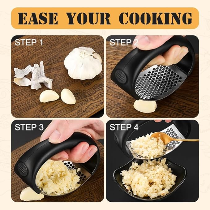 2024 Upgraded Stainless Steel Garlic Crusher - Garlic Crusher, Home Kitchen Utensils Portable Manual Garlic Crusher, Home & Kitchen Garlic Press (1pc)
