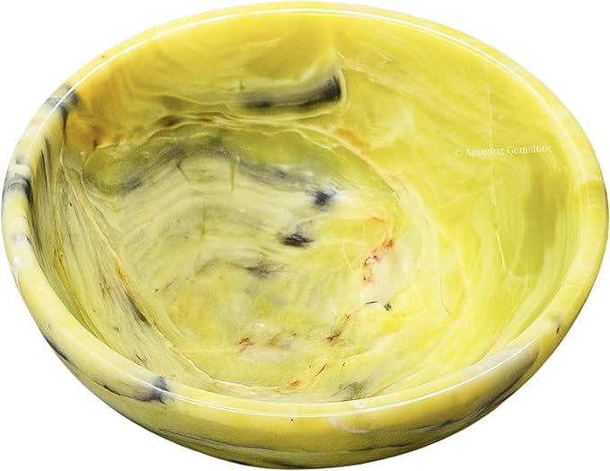Serpentine Crystal Bowl - 3 Inch Decorative Bowls for Room and Home Decor - Gemstone Healing Crystals for Elegant Display, Positive Energy Balance and Gift