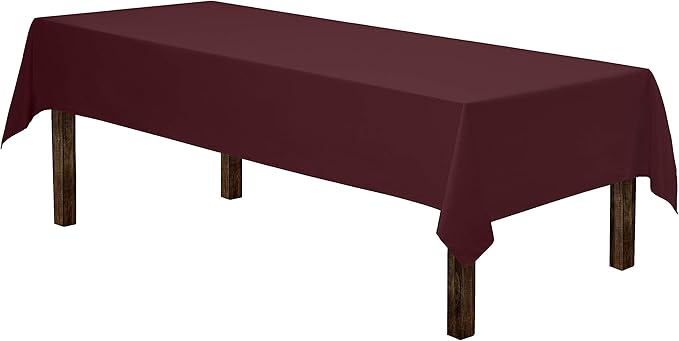 Gee Di Moda Rectangle Tablecloth - 60 x 102 Inch Burgundy Table Cloth for 6 Foot Rectangle Tables - Heavy Duty Washable Fabric - for Holiday Party, Dinner, Weddings, Baby Shower & Events