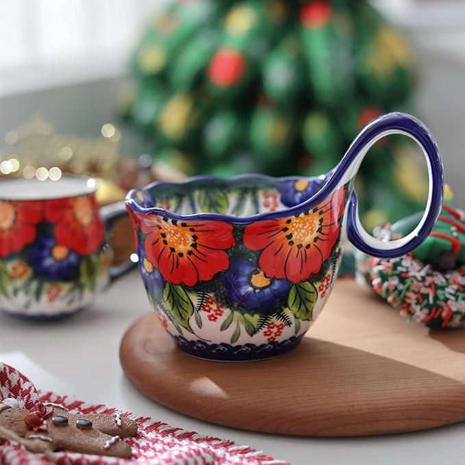 ALMA 2025 Updated 18oz Large Soup Bowl Microwave Safe, Ceramic Soup Bowl with Loop Handle,Ceramic Cereal Bowl for Soup,Snack,Chip,Stew,Ice cream-Jungle Floral Theme