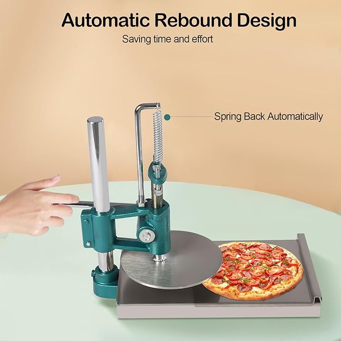 Pizza Dough Press Machine, 7.9" Manual Pastry Press Machine Commercial Dough Stainless Steel Pizza Press Maker Dough Pizza Bread Pies Maker Adjustable Thickness w/Cast Iron Base