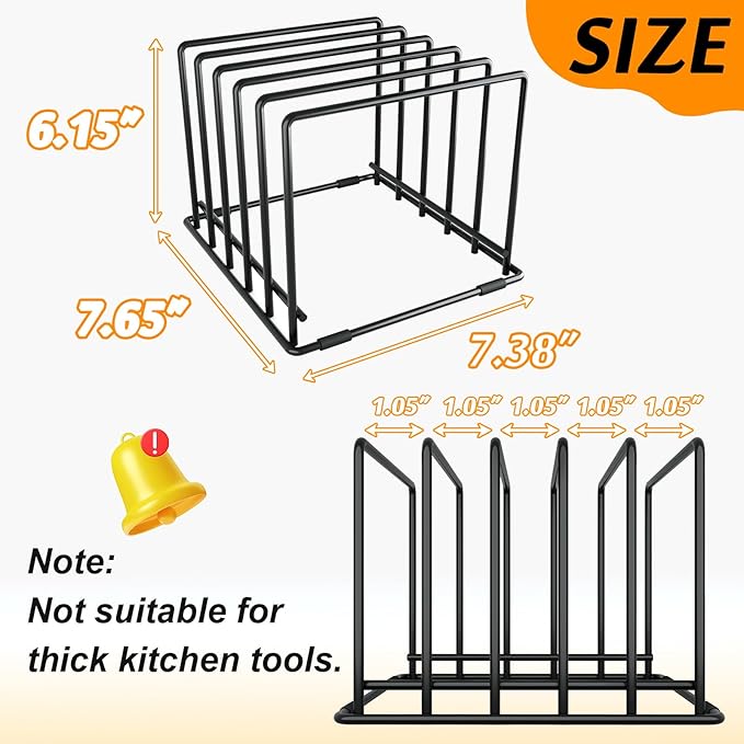 Baking Sheet Organizer Rack – 5-Slot Bakeware & Cookie Tray Holder for Kitchen Cabinet or Countertop, Stainless Steel Cutting Board Rack with Rust-Resistant Frame & Anti-Slip Feet
