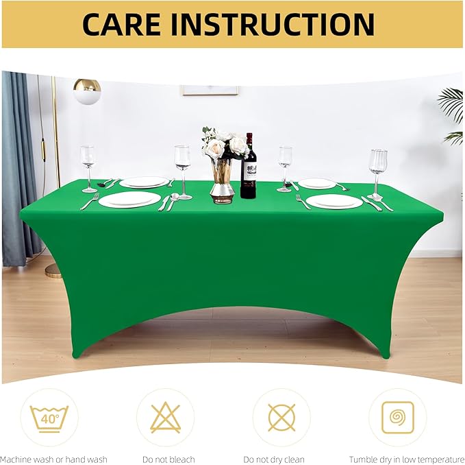 2-Pack 4ft Spandex Table Covers for Rectangular Folding Tables - Wrinkle Resistant Stretch Tight Table Cloths - Ultimate Fitted Table Protector for Parties, Banquet, and Wedding