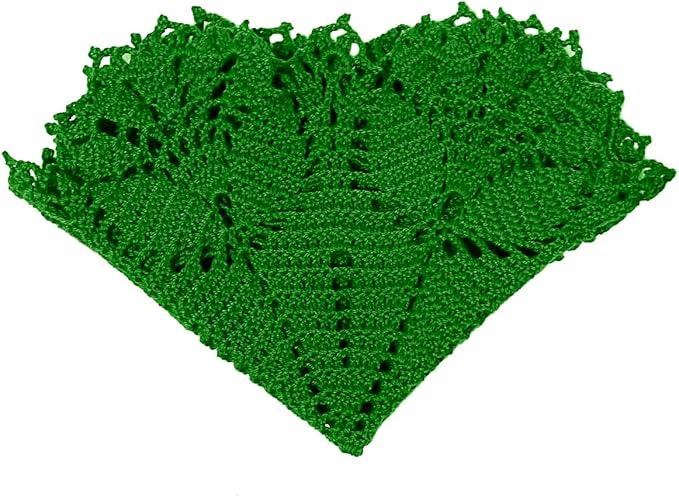 BIBITIME Tulip Flower Doilies Lace Doilies Kitchen Table Doily Mats Tablecloth Handmade Crochet Placemats Vase Dish Plate Mat (1 PC- 15 inches- 16 inches, Green)