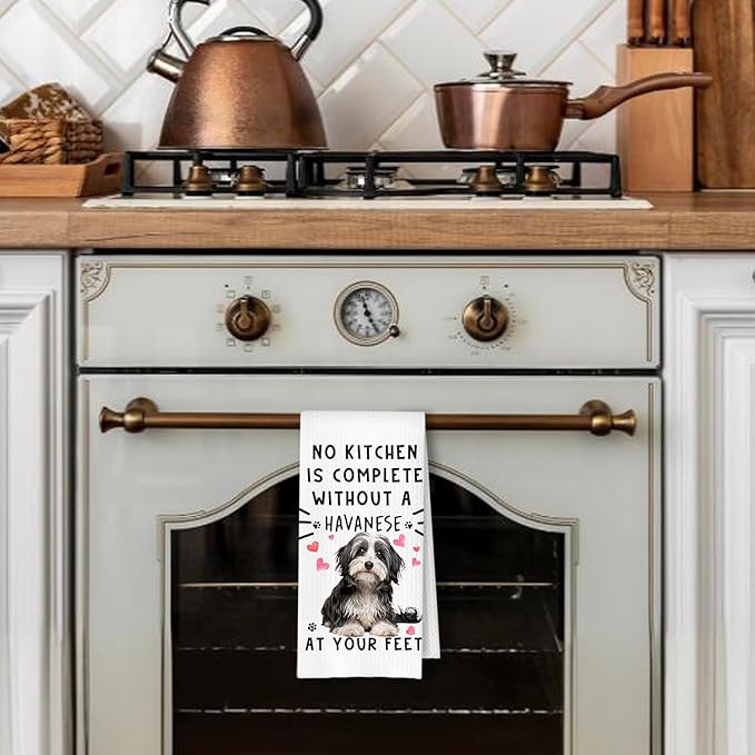 Havanese Funny Dog Kitchen Towels - Havanese Waffle Weave Dish Towels for Bathroom,A Kitchen is Not Complete Without A HavaneseDish Towel,Dog Lovers Gift,16×24 Inch