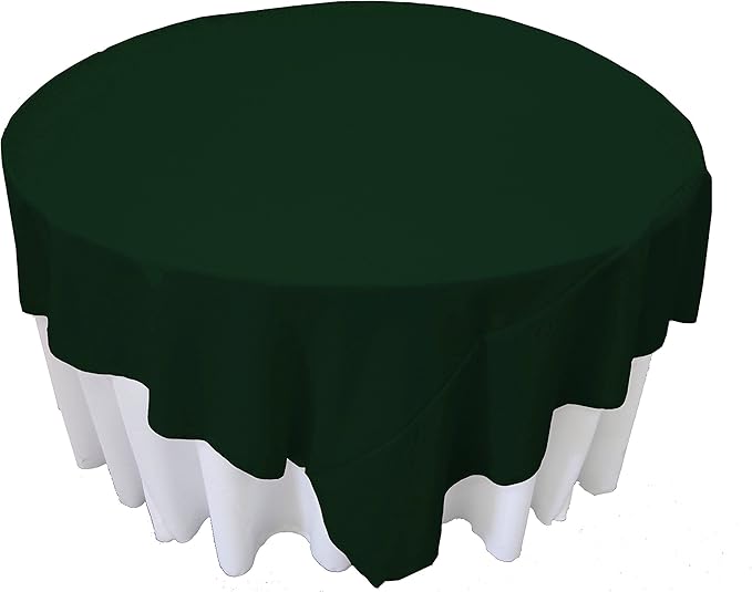 LA Linen Polyester Poplin Washable Square Tablecloth, Stain and Wrinkle Resistant Table Cover, 90 by 90-Inch, Hunter Green, (TCpop90x90_GreenHuP20)