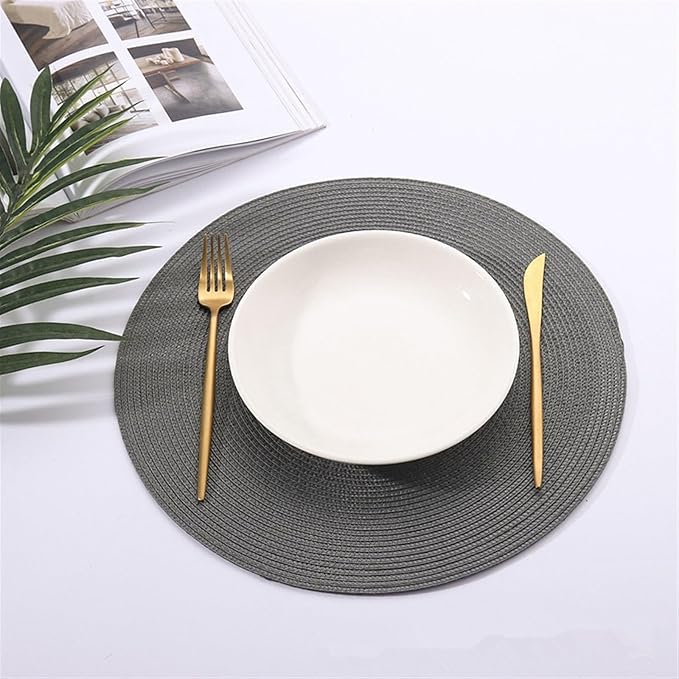38CM Round Placemat Kitchen Dining Table Mats Steak Pad Anti-Scalding Insulation Nordic Hotel Restaurant Home Decor(Black Colour)