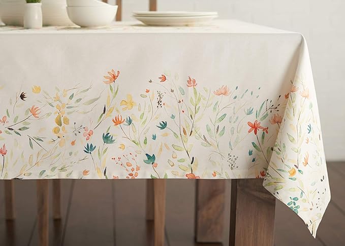 Maison d' Hermine Table Cloth Rectangle Table 100% Cotton 60 x 108 Inches Tablecloth Reusable Decorative Everyday Use for Dining Room, Farmhouse, Home, Party, Festive & Wedding Spring Summer - Colmar
