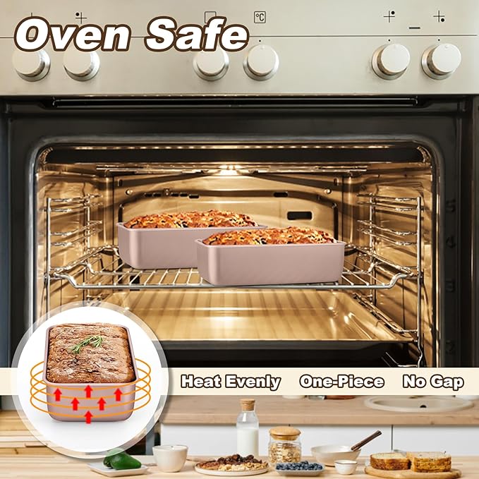 LIANYU 8 Pack Loaf Pans for Baking Bread 9x5In, Stainless Steel Meatloaf Baking Loaf Tins, Heavy Duty Metal Bakeware for Bread Cake Brownies, Non Stick & Easy Release, Rose Gold