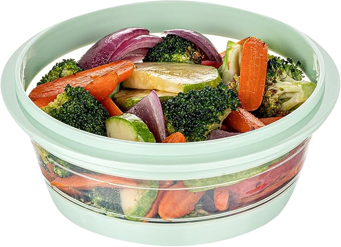 Restaurantware-Fresh Hero 27.2 Ounce Storage Containers, 1 Durable Airtight Food Containers - Microwavable, Freezable, Green Plastic, Collapsible, Dishwashable, With Vented Lids