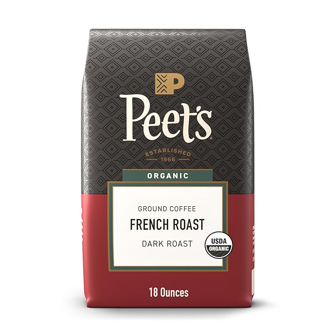 Peet's Coffee, USDA Organic Dark Roast Ground Coffee - French Roast 18 Ounce Bag