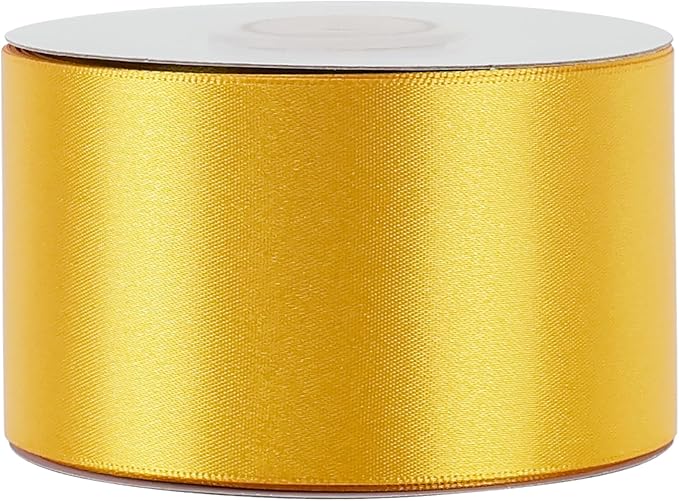 MEEDEE Satin Ribbon - 25 Yards Yellow Double Faced Satin Ribbon for Christmas Tree, Thanksgiving Decorating, Wreaths, Bows, Crafts, Weddings, Flower Bouquets