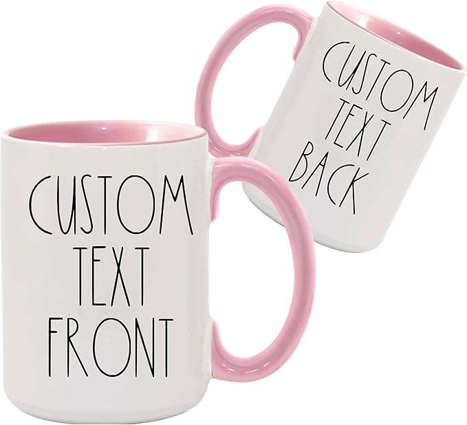 YourTextHereShoppe Custom Farmhouse-Style Coffee Mug 11oz – Personalized Text on One or Two Sides – Skinny Font Inspired Ceramic Mug – Dishwasher & Microwave Safe Gift