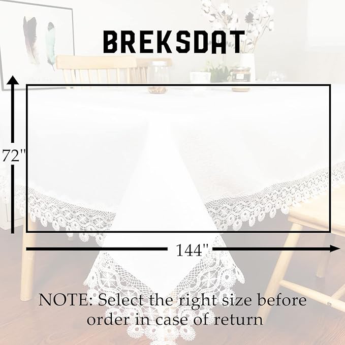 Tablecloths for Rectangle Tables Lace Elegant Decor for Dinning Home Holiday Party Kitchen Easter Christmas Wedding Farmhouse Outdoor Washable Table Linen (H17879-white-1, 72 * 144)