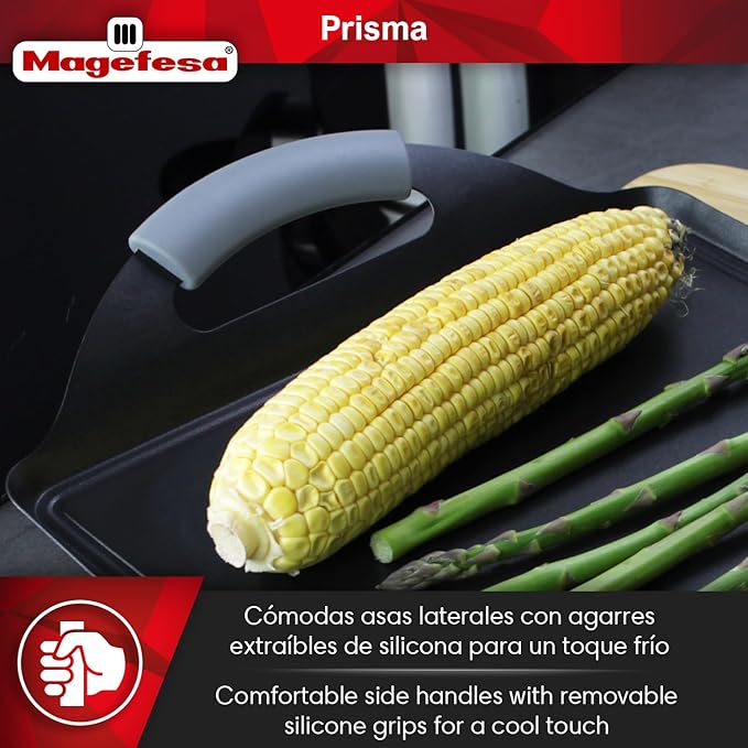 Magefesa Prisma 10.8-inch Teppanyaki Griddle Pan, made of 18/10 Stainless Steel, Triple Layer Nonstick Coating, Suitable for all types of Stovetops, Dishwasher & Oven Safe up to 392 ºF