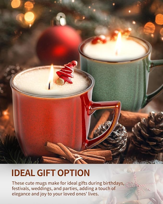 Ceramic Mugs 14 Oz,Mugs Set for Men Women, Ceramic Mugs Set with Large Handle for Coffee Tea Milk Cocoa, Coffee Cups Set of 6 Gift for Dad Mom,Easy to Clean & Hold, Microwave Safe.